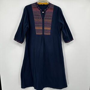Soch Women Navy‎ Blue Embroidered V Neck 3/4 Sleeve Dress XL